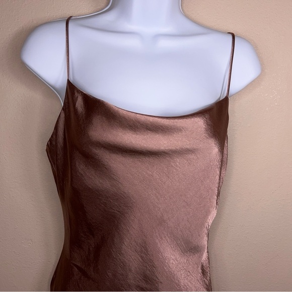 MEDIUM COTTON CANDY LA CHAMPAGNE PINK SATIN DRESS EVENT PARTY COCKTAIL COWL NECK - Picture 6 of 12